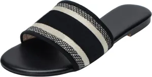 Women's Embroidered Cotton Slides Comfortable Summer Beach Flat Sandals