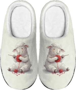 Women's Flannel Cotton Slippers Non-Slip Cotton Slippers Soft Warm Lining Slippers House Slip on Fuzzy Slippers Size 4-12
