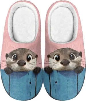 Women's Flannel Cotton Slippers Non-Slip Cotton Slippers Soft Warm Lining Slippers House Slip on Fuzzy Slippers Size 4-12