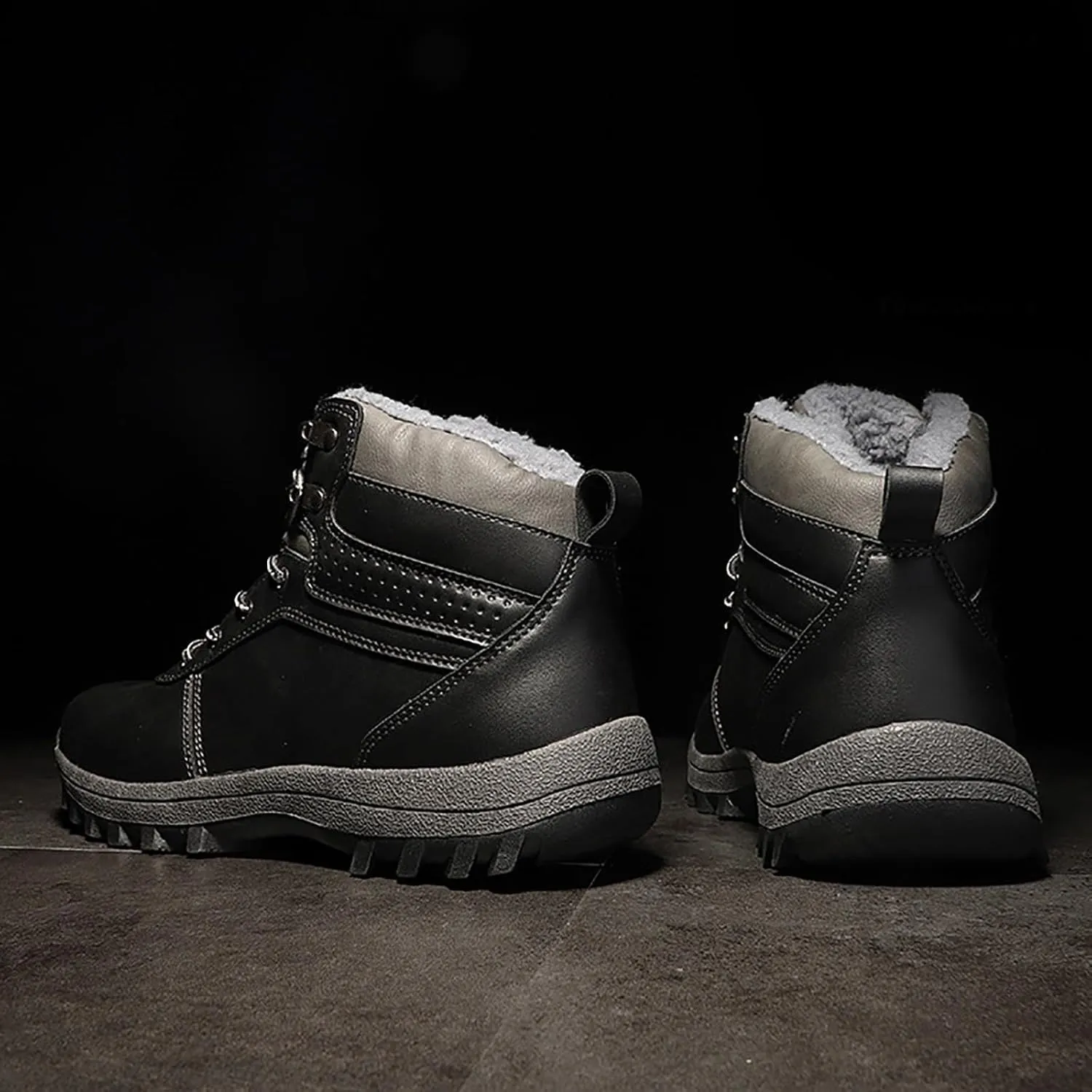 Womens Mens Hiking Boots, Waterproof Snow Boots Work Insulated Fur Boots Winter Work Boots for Men Womens Work Boots