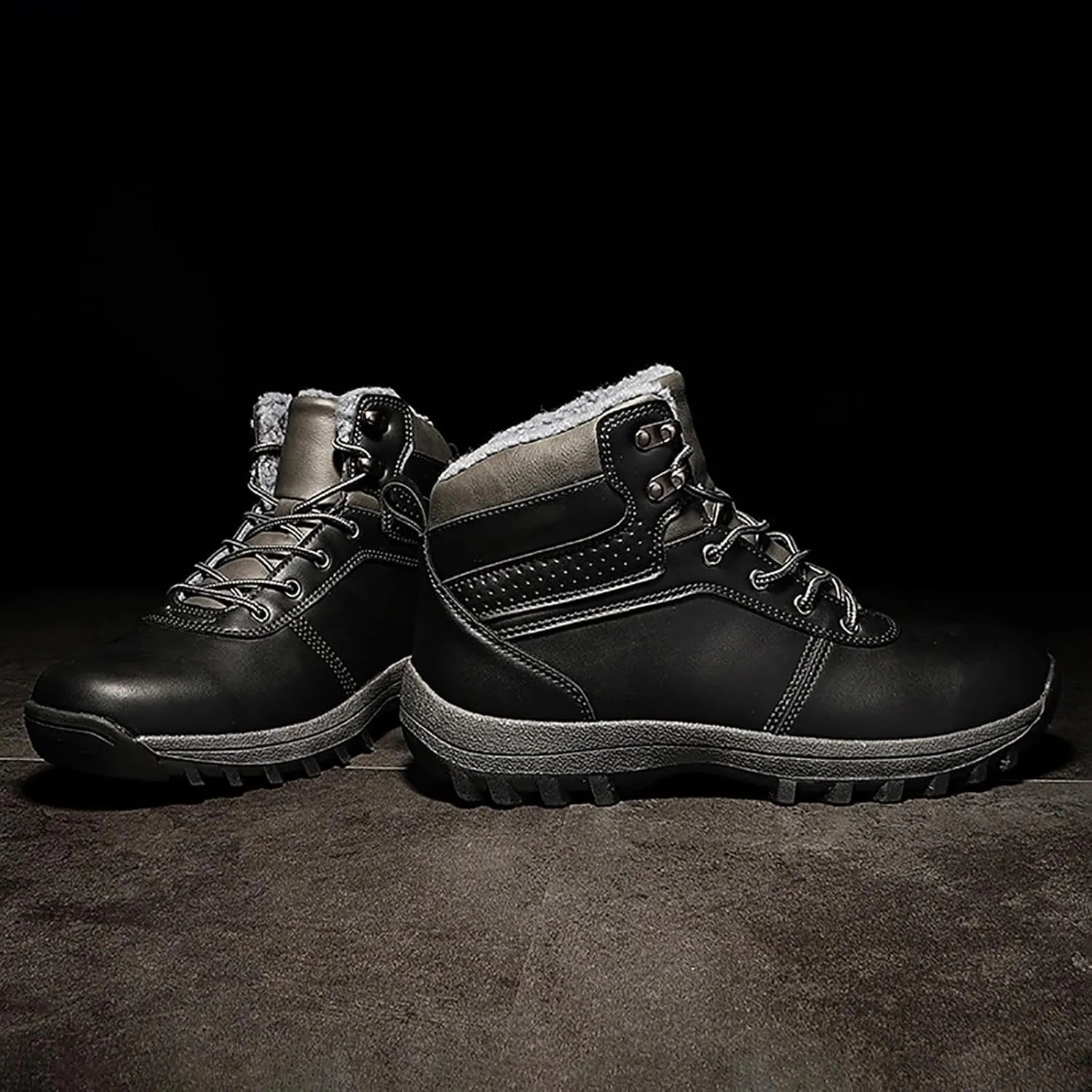 Womens Mens Hiking Boots, Waterproof Snow Boots Work Insulated Fur Boots Winter Work Boots for Men Womens Work Boots