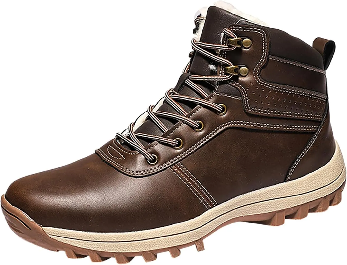 Womens Mens Hiking Boots, Waterproof Snow Boots Work Insulated Fur Boots Winter Work Boots for Men Womens Work Boots