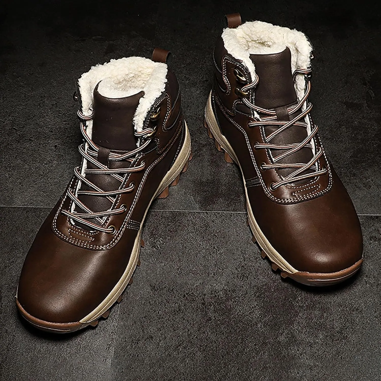 Womens Mens Hiking Boots, Waterproof Snow Boots Work Insulated Fur Boots Winter Work Boots for Men Womens Work Boots
