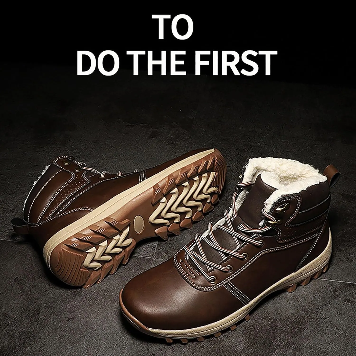 Womens Mens Hiking Boots, Waterproof Snow Boots Work Insulated Fur Boots Winter Work Boots for Men Womens Work Boots