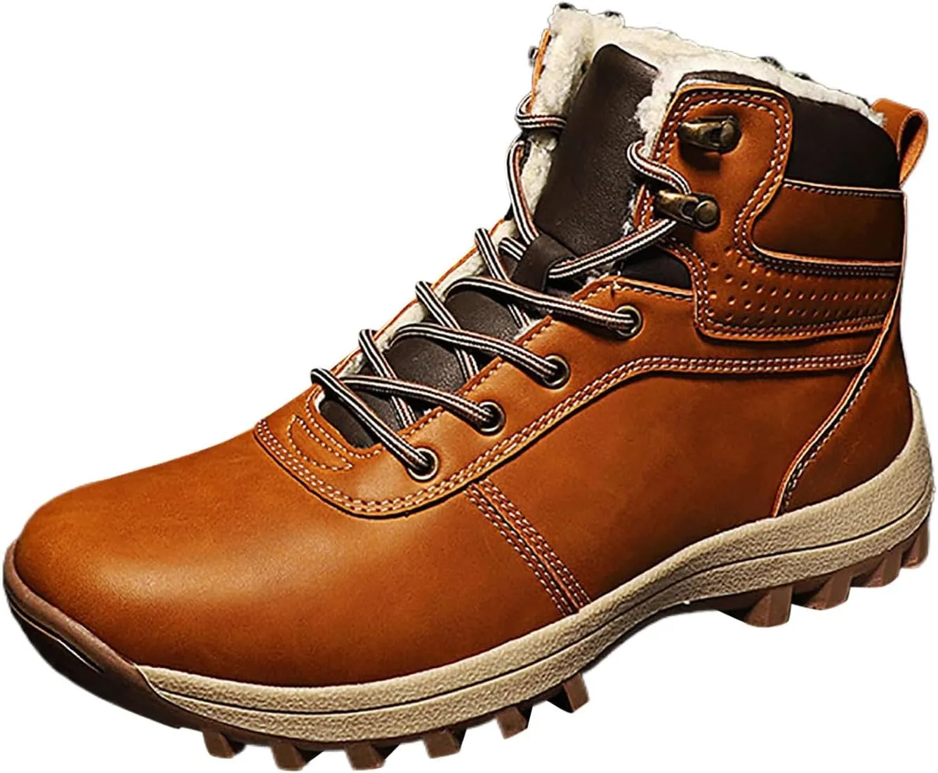Womens Mens Hiking Boots, Waterproof Snow Boots Work Insulated Fur Boots Winter Work Boots for Men Womens Work Boots
