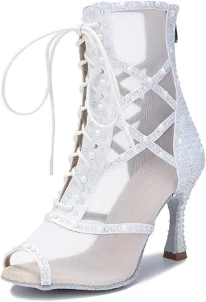 Women's Silver Pole Boots - Ballroom Salsa Professional Heels (8.5CM/3.35")