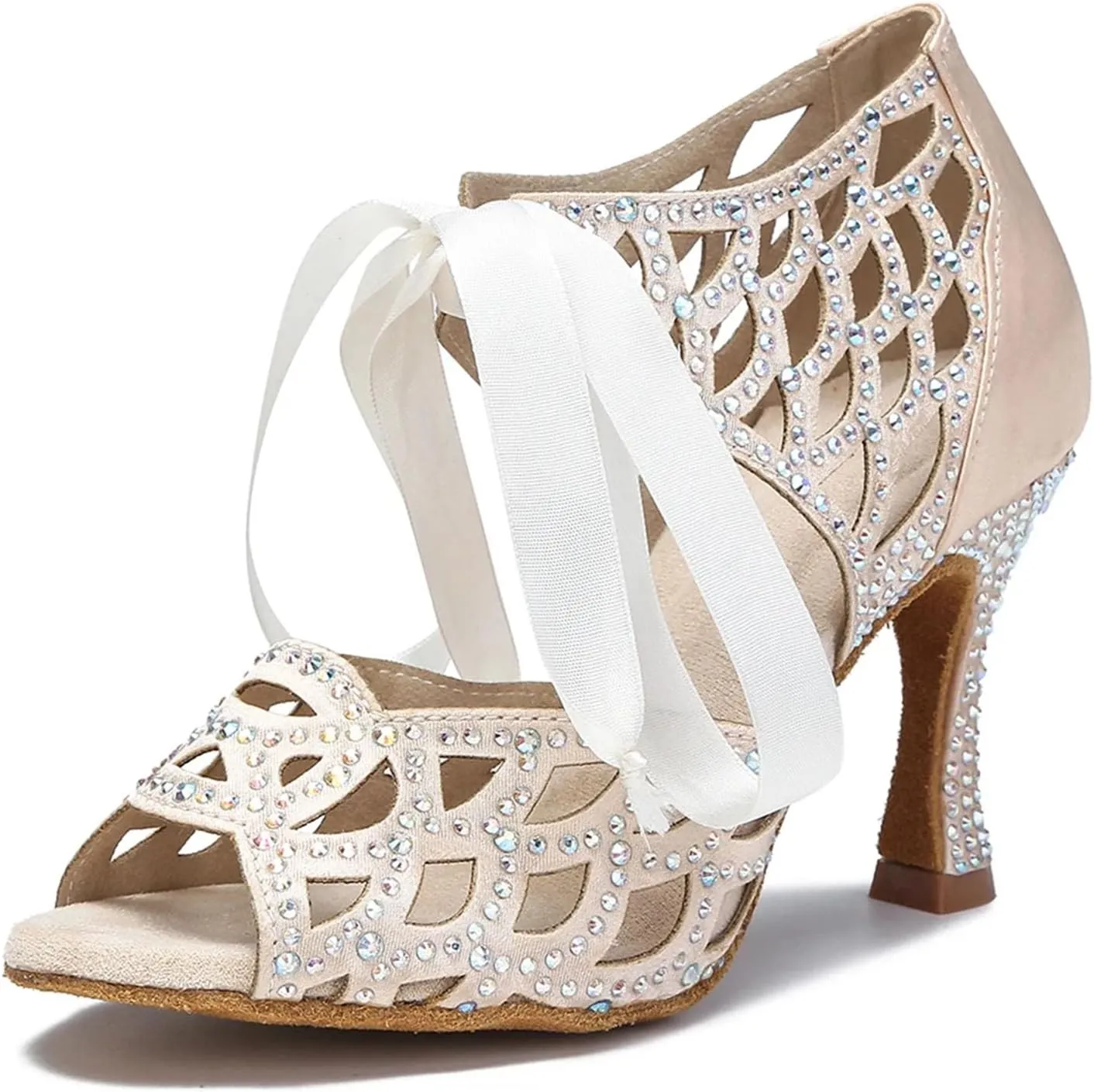Women's Soft Suede Dance Shoes - Professional Salsa Ballroom Performance Sandals, 5CM/2Inch Heel Height