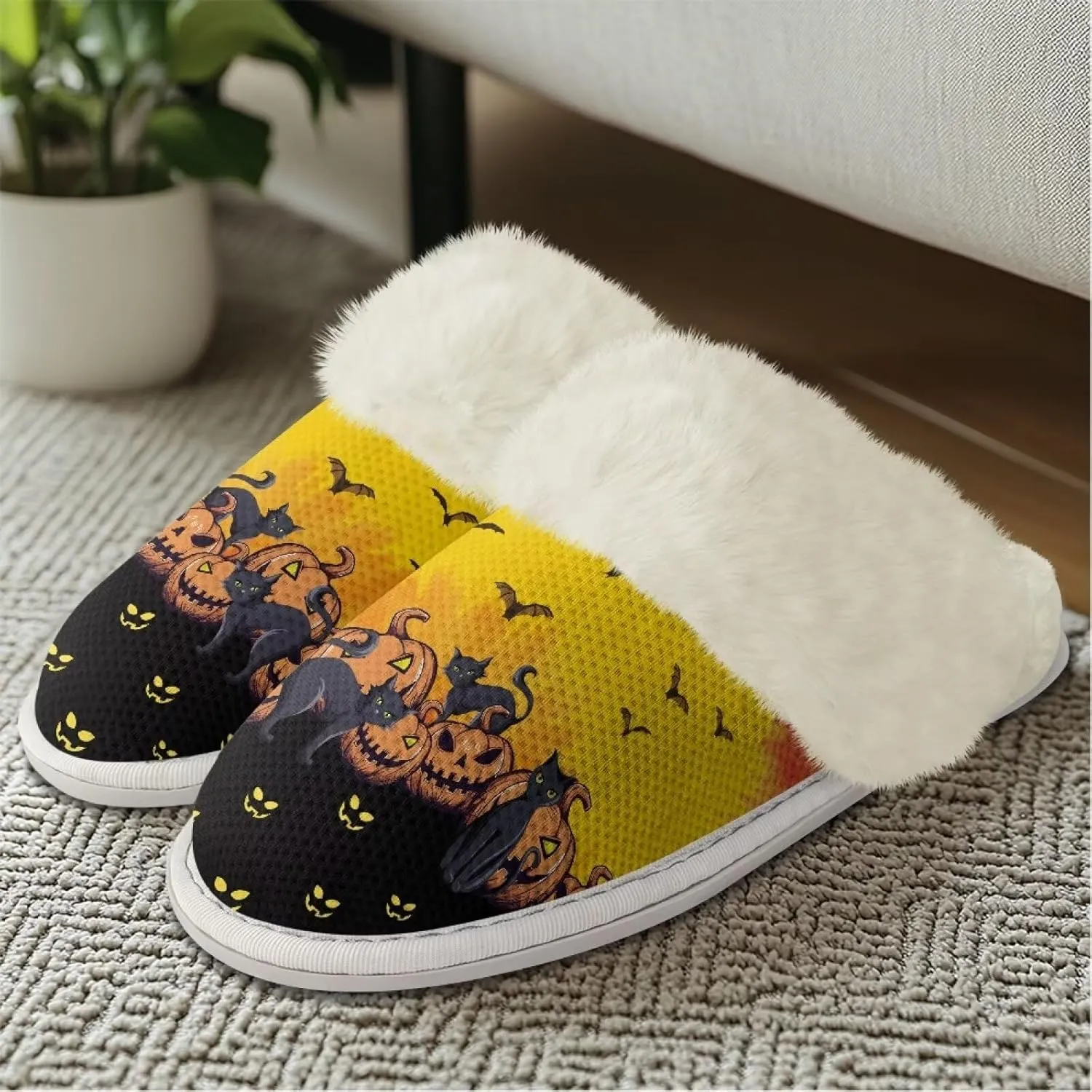 Women's Warm Cotton Memory Foam Slippers Comfy Soft Flannel Home Shoes House Slippers with Anti-Slip Sole