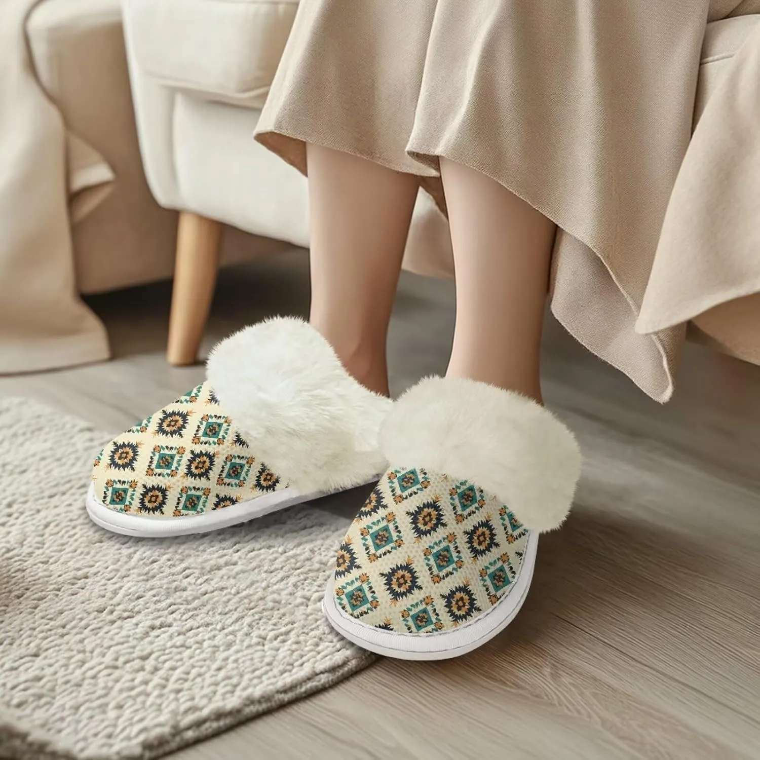 Women's Warm Cotton Memory Foam Slippers Comfy Soft Flannel Home Shoes House Slippers with Anti-Slip Sole