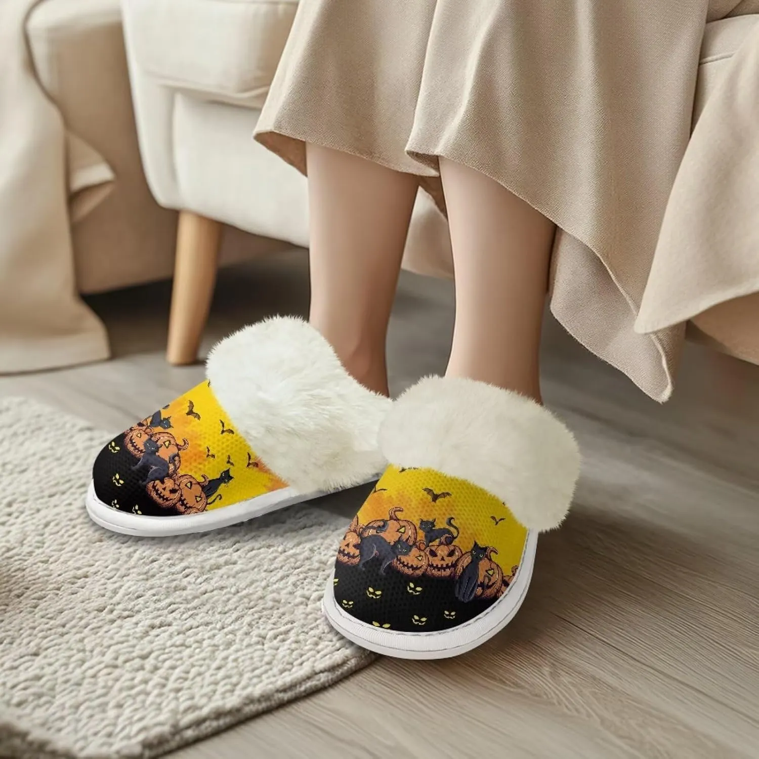 Women's Warm Cotton Memory Foam Slippers Comfy Soft Flannel Home Shoes House Slippers with Anti-Slip Sole