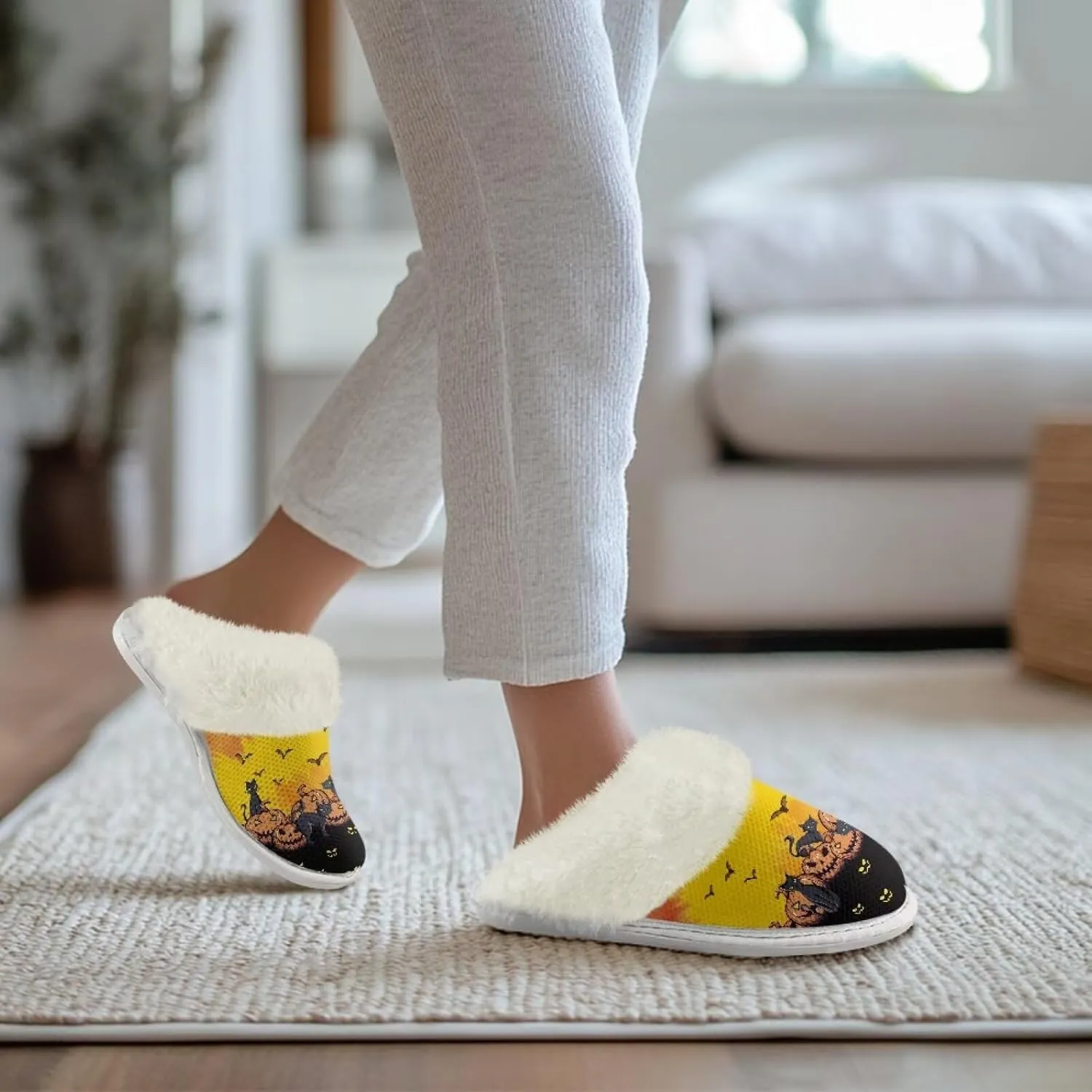 Women's Warm Cotton Memory Foam Slippers Comfy Soft Flannel Home Shoes House Slippers with Anti-Slip Sole