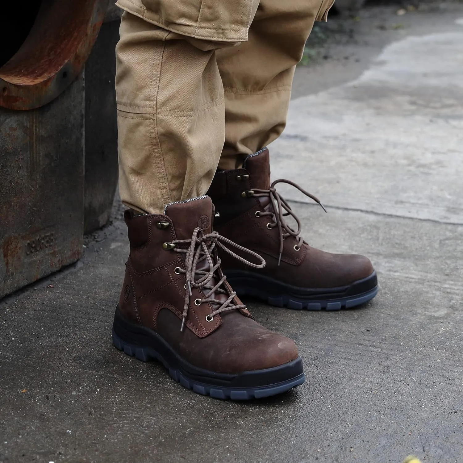 Work Boots for Men, 6" Soft Toe Water Resistant Non-slip Anti-puncture Lightweight Mens Work Boots, Durable, Breathable